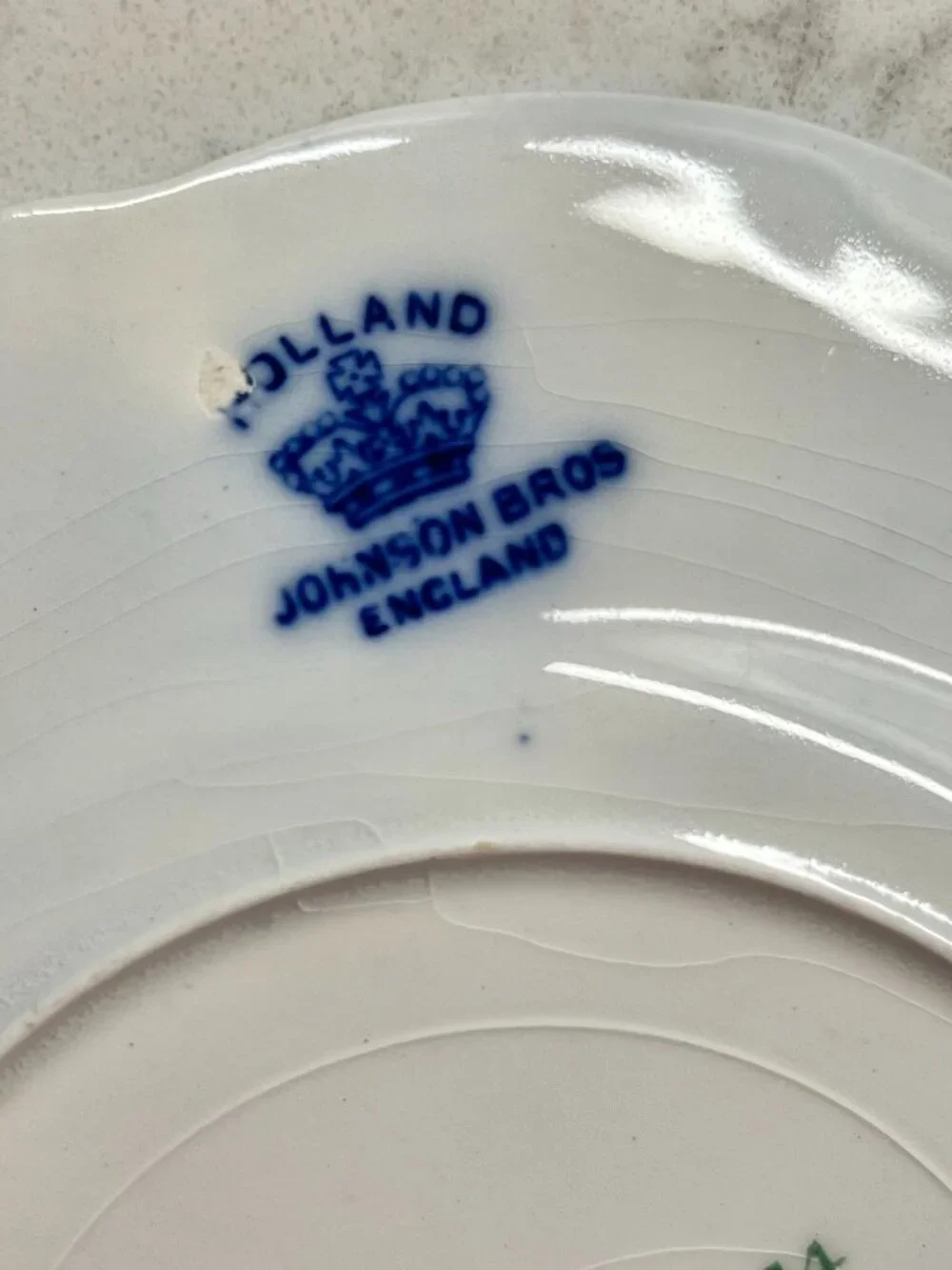 Antique Johnson Brothers Holland Flow Blue, Blue Onion Dessert/Pie Plate